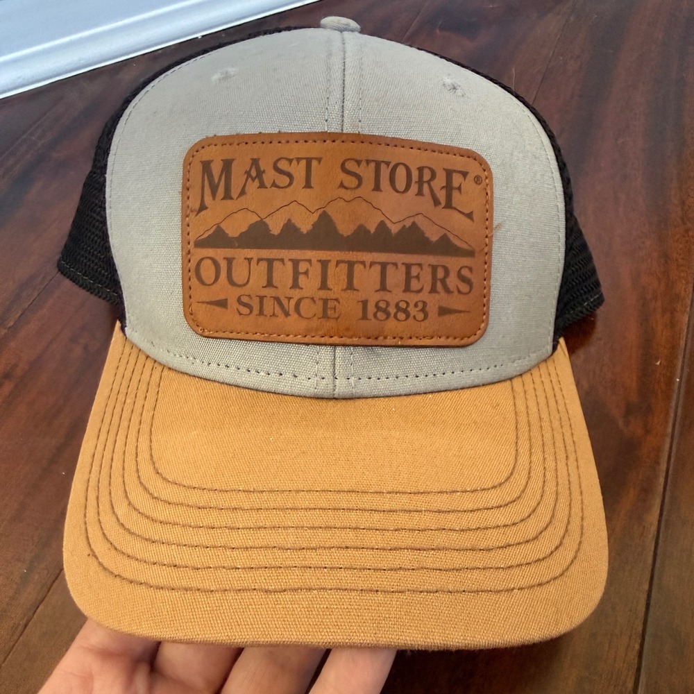 Mast Store Outfitters Legacy Trucker Hat Leather Patch Snapback Outdoor Cap